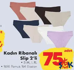 KADIN RİBANALI SLİP KÜLOT 2'Lİ